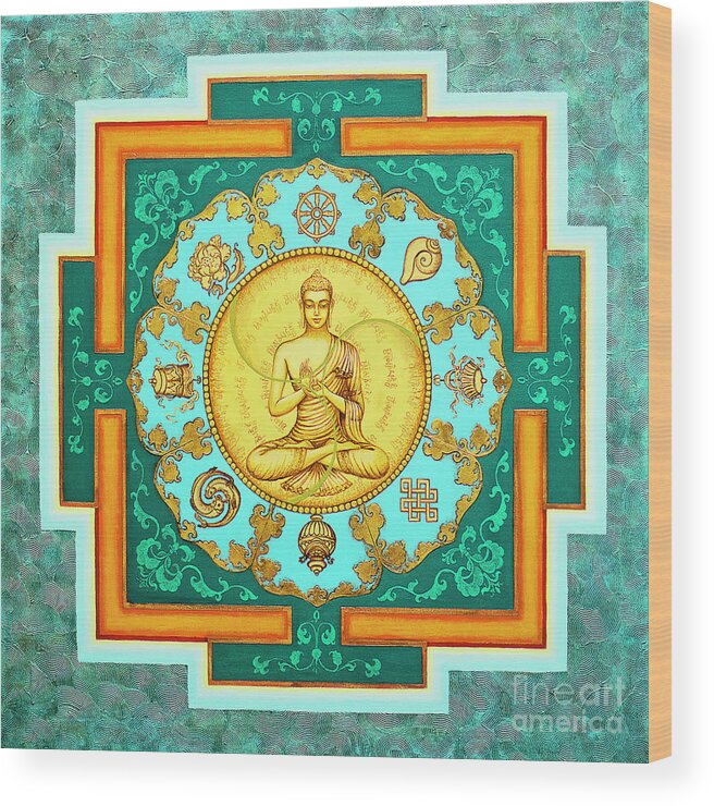 Buddha Wood Print featuring the painting Buddha. Jewels of Dharma by Yuliya Glavnaya