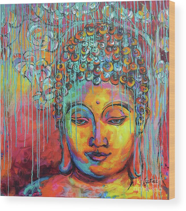  Wood Print featuring the painting Buddha's Enlightenment by Jyotika Shroff