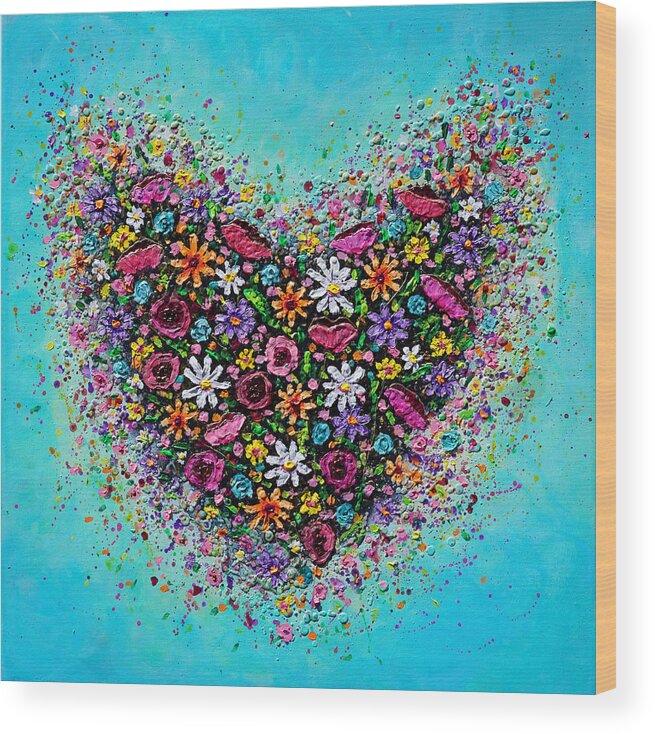 Heart Wood Print featuring the painting Bursting with Love by Amanda Dagg