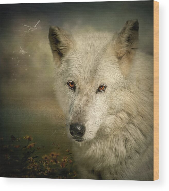 Wolf Wood Print featuring the digital art Buttercup by Maggy Pease