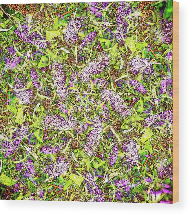 Purple Wood Print featuring the digital art Butterfly Bush by Frans Blok