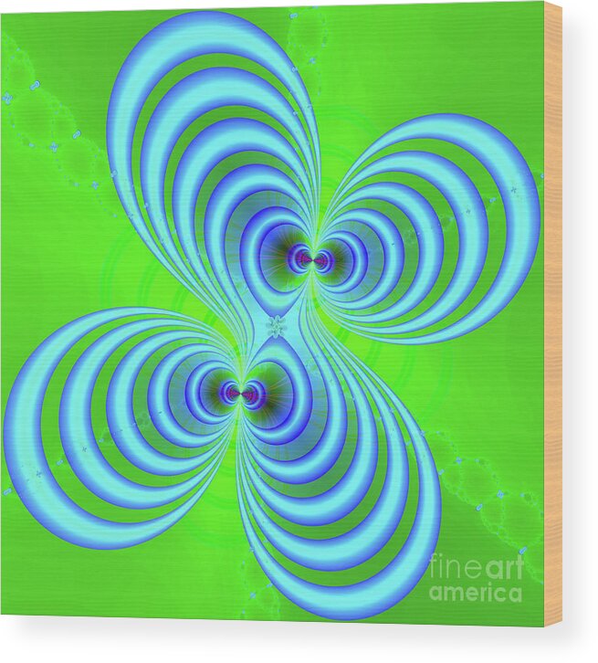 Abstract Wood Print featuring the digital art Butterfly Kisses by Kerri Mortenson