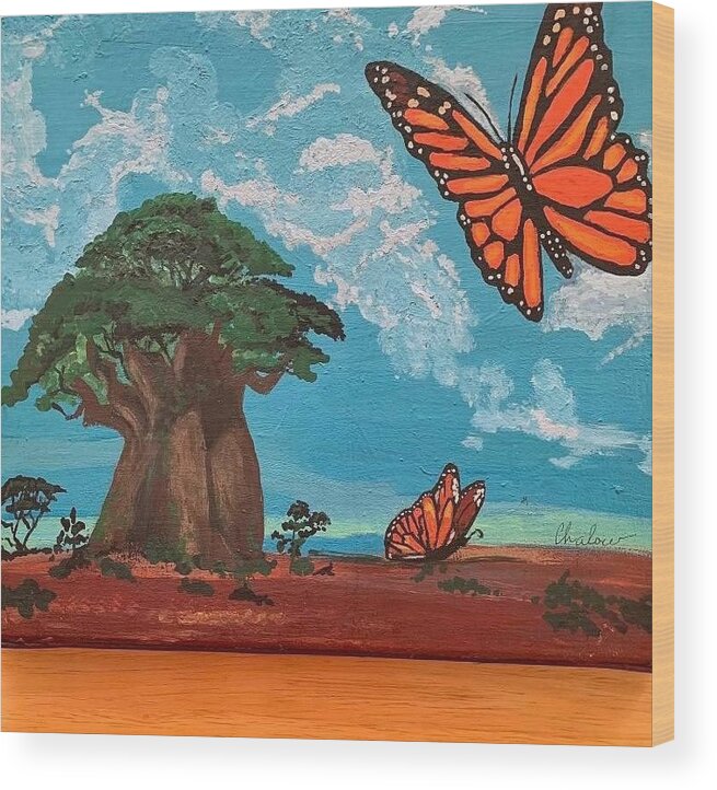 Butterfly Wood Print featuring the painting Butterfly Marmalade by Charles Young