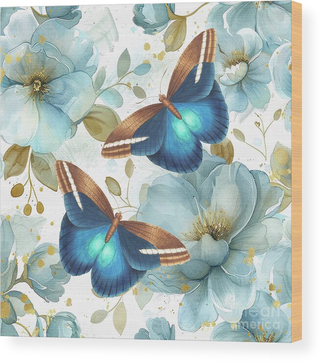 Butterflies Wood Print featuring the painting Butterfly Romance by Tina LeCour