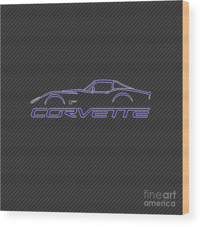 Corvette Wood Print featuring the drawing C3 Corvette by Darrell Foster