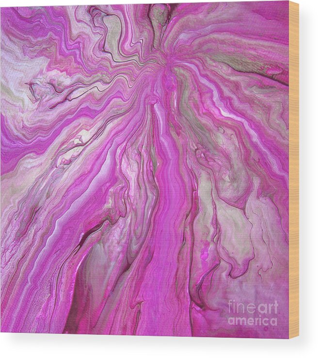 Acrylic Pour Wood Print featuring the painting California Pink Acrylic Pour by Elisabeth Lucas