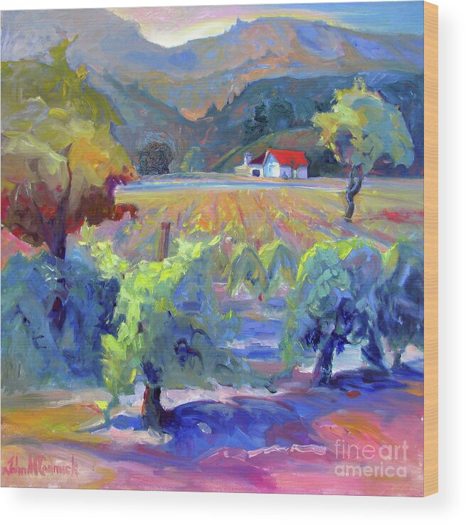 Vineyard Wood Print featuring the painting Calistoga Dreaming by John McCormick