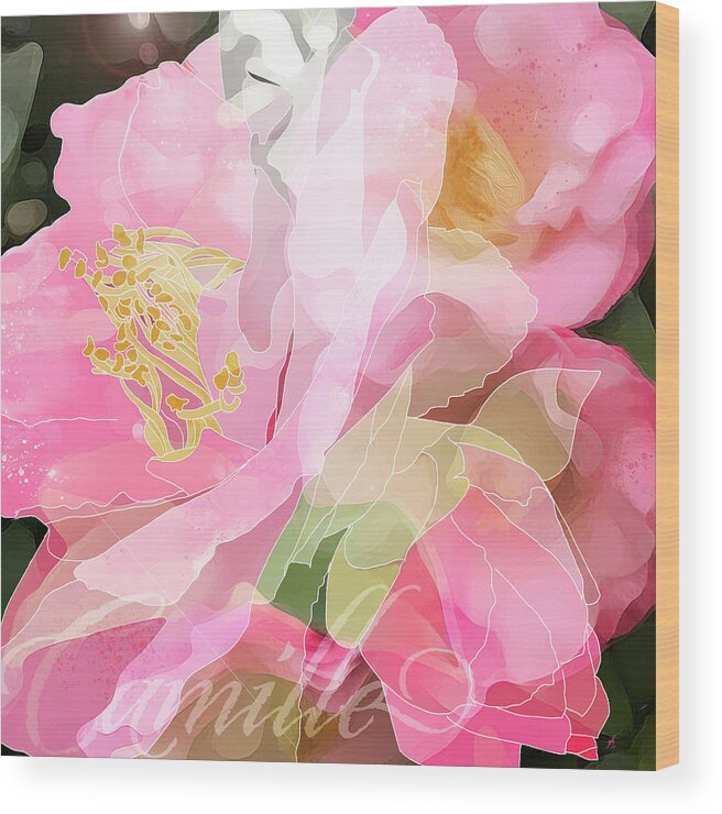 Floral Wood Print featuring the digital art Camille by Gina Harrison