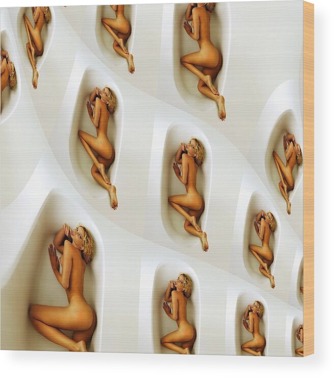 Naked Wood Print featuring the digital art Canthisbe Yoga Biology by Stephane Poirier
