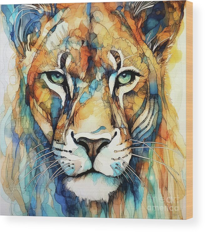 Cougar Wood Print featuring the painting Captivating Cougar by Tina LeCour