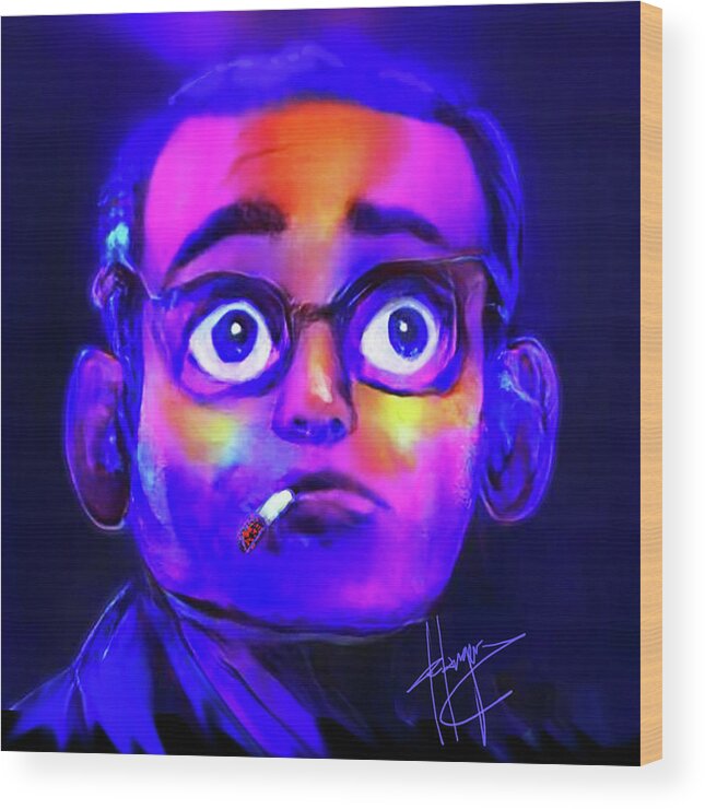 Bill Evans Wood Print featuring the painting Cartoonized Bill Evans by DC Langer