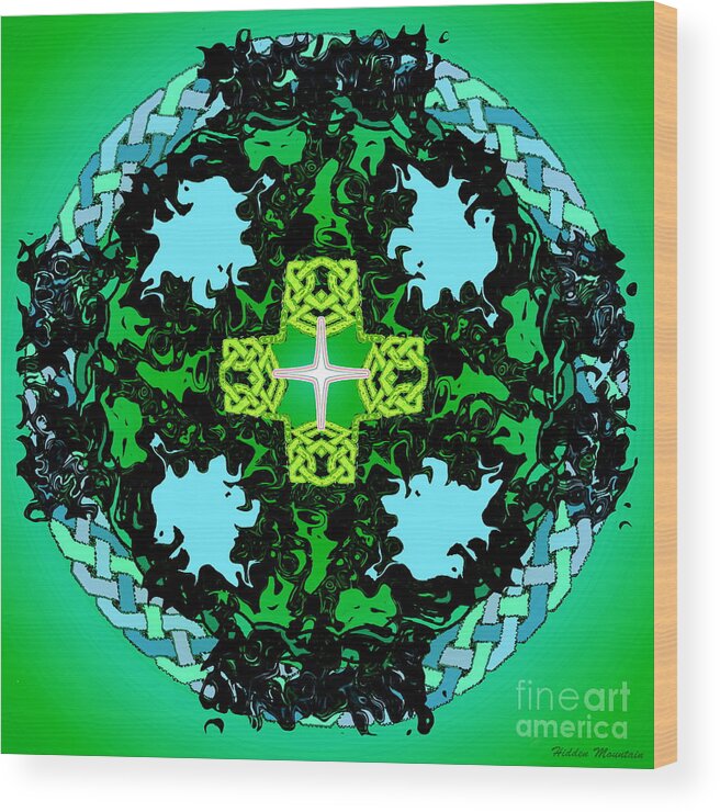 Celtic Cross Wood Print featuring the painting Celtic 4 1 21 by Hidden Mountain
