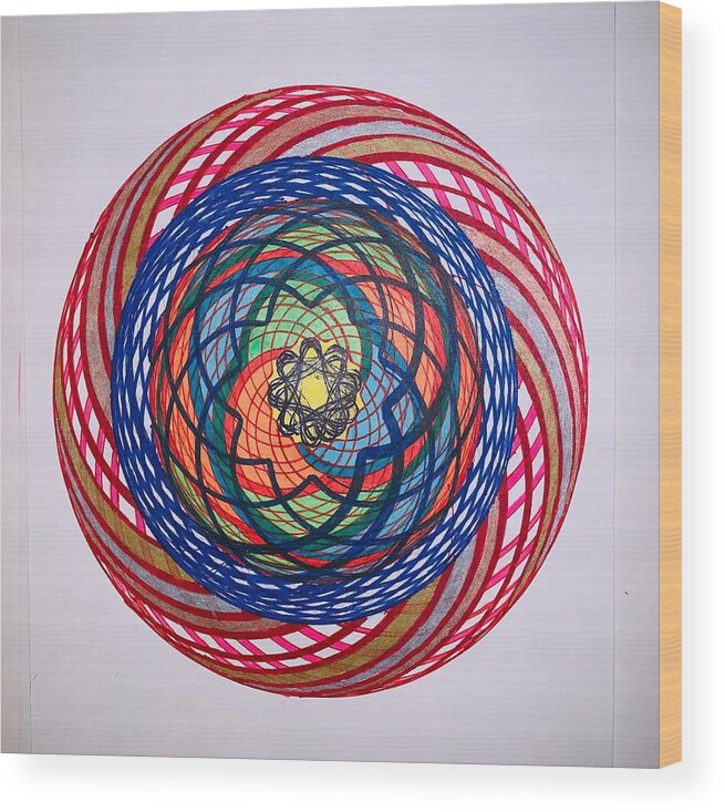Chakra Wood Print featuring the drawing Chakra Series #6 by Steve Sommers