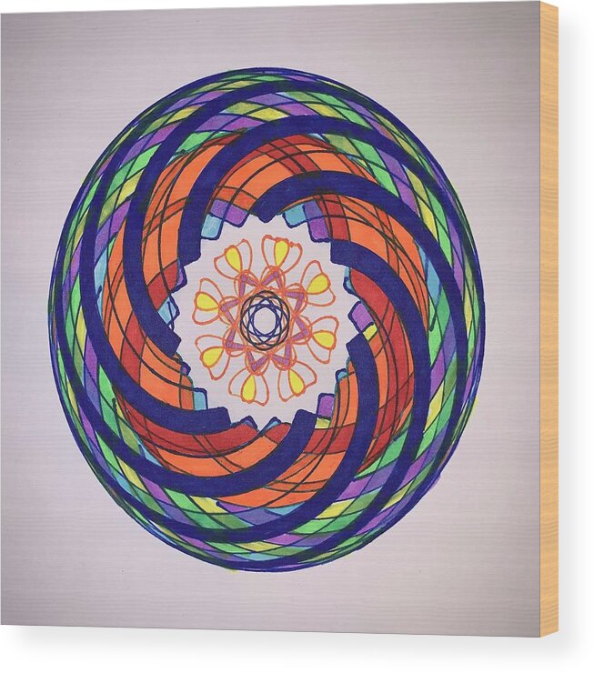 Spirograph Wood Print featuring the drawing Chakra Series #9 by Steve Sommers