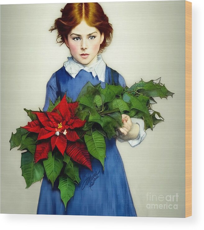 Christmas Art Wood Print featuring the digital art Christmas Child #2 by Stacey Mayer