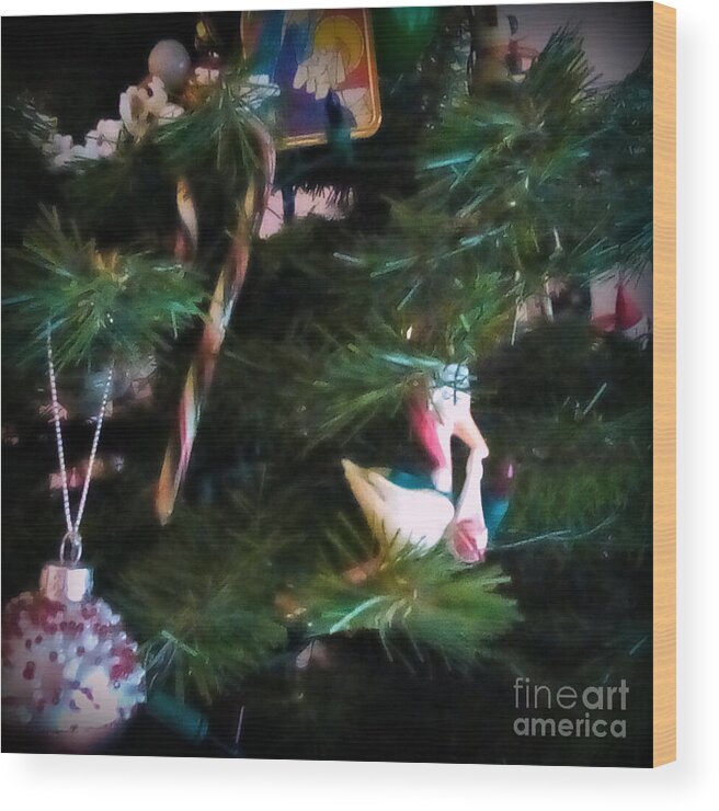 Holiday Wood Print featuring the photograph Christmas Ornaments Square by Frank J Casella