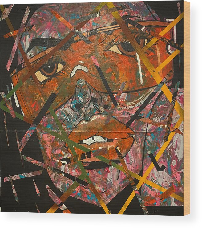 Abstract Expressionism Wood Print featuring the painting City Gurl by Julius Hannah