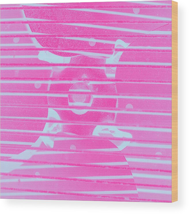 Fan Wood Print featuring the photograph Close up of Old Fan Gray and Pink Gradient by Ali Baucom