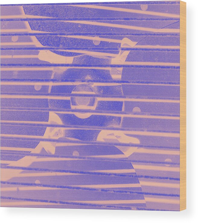 Fan Wood Print featuring the photograph Close up of Old Fan Peach and Light Purple Gradient by Ali Baucom