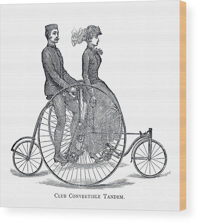Club Convertible Wood Print featuring the drawing Club Convertible Tandem b1 by Historic illustrations
