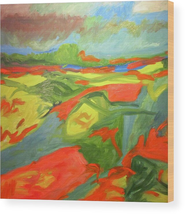 Orange Wood Print featuring the painting Color Field by Steven Miller