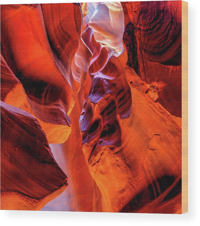 Antelope Canyon Wood Print featuring the photograph Colorful Ascension - Antelope Canyon 1x1 by Gregory Ballos