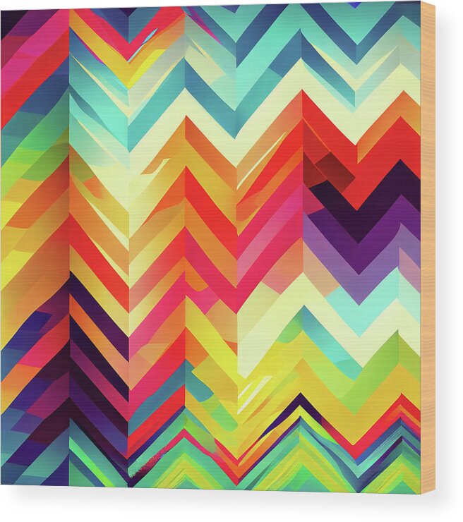 Colorful Wood Print featuring the digital art Colorful Chevron Pattern by Mark Tisdale