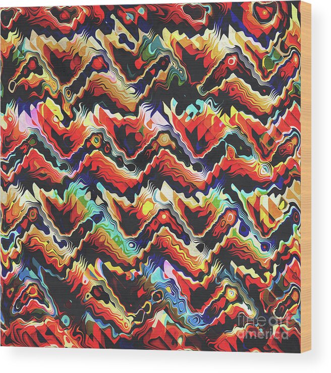 Aztec Wood Print featuring the digital art Colorful Geometric Motif by Phil Perkins