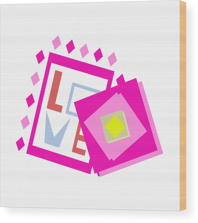 Colorful Love Abstract Wood Print featuring the digital art Colorful Love Abstract by Bob Pardue
