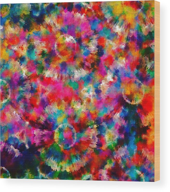 Tie Dye Wood Print featuring the digital art Colorful Tie Dye by Peggy Collins