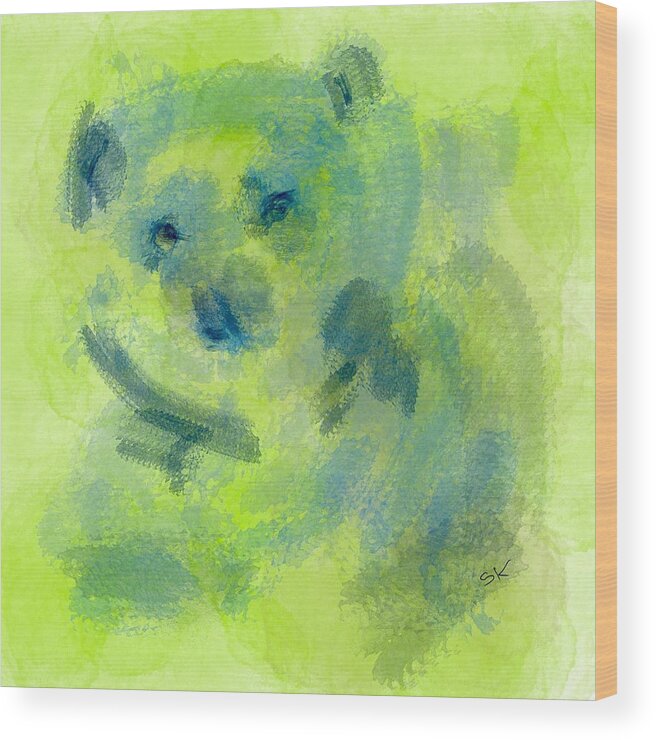 Abstract Wood Print featuring the digital art Comfort Bear by Sherry Killam