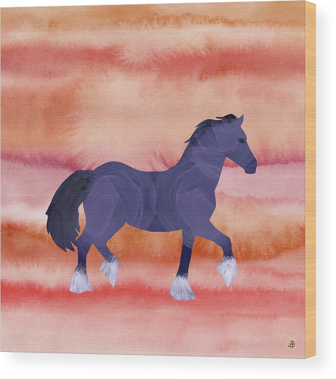Trotting Horse Wood Print featuring the digital art Cool Horse in a Hot Climate by Andreea Dumez