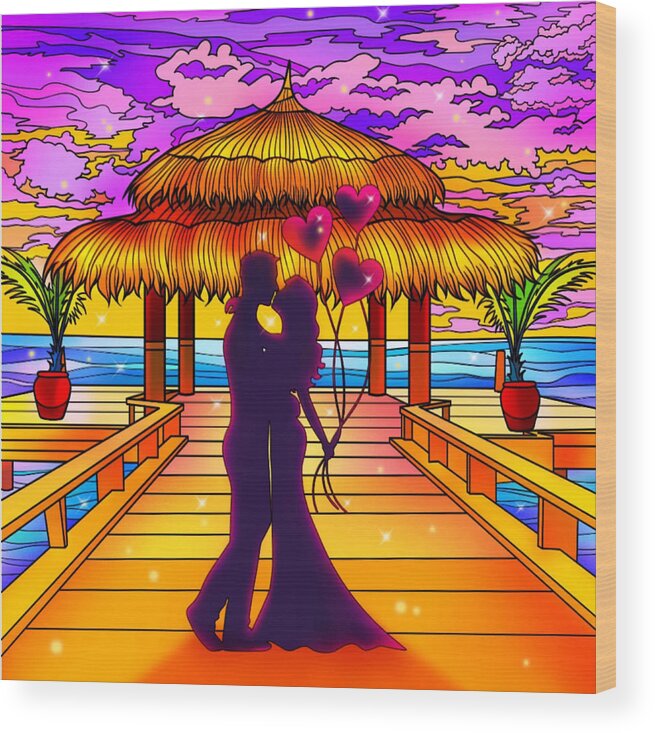Love Wood Print featuring the digital art Couple in love by Mopssy Stopsy