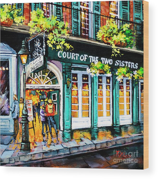 Cafe Du Monde Wood Print featuring the painting Court of the Two Sisters III by Dianne Parks