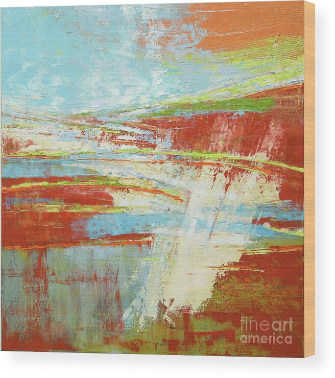 Abstract Wood Print featuring the painting Crescendo by PJ Kirk