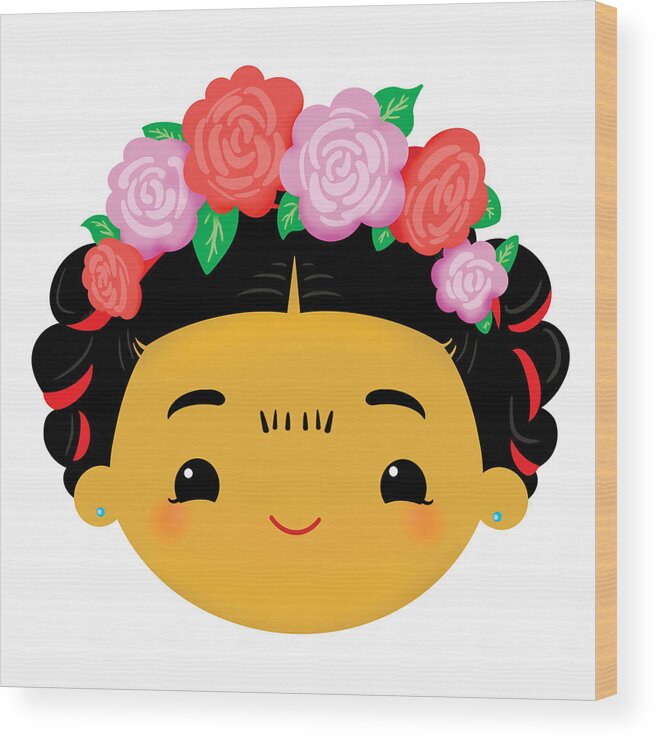 Flores Wood Print featuring the digital art Cute Chibi Flower Girl with Flowers by Ivan Florentino Ramirez