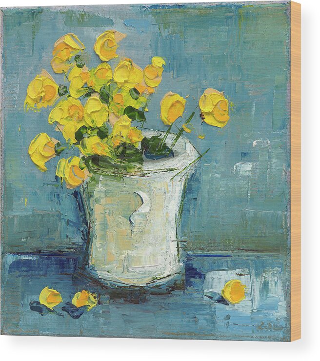 Daffodils Wood Print featuring the painting Daffodils by Roger Clarke