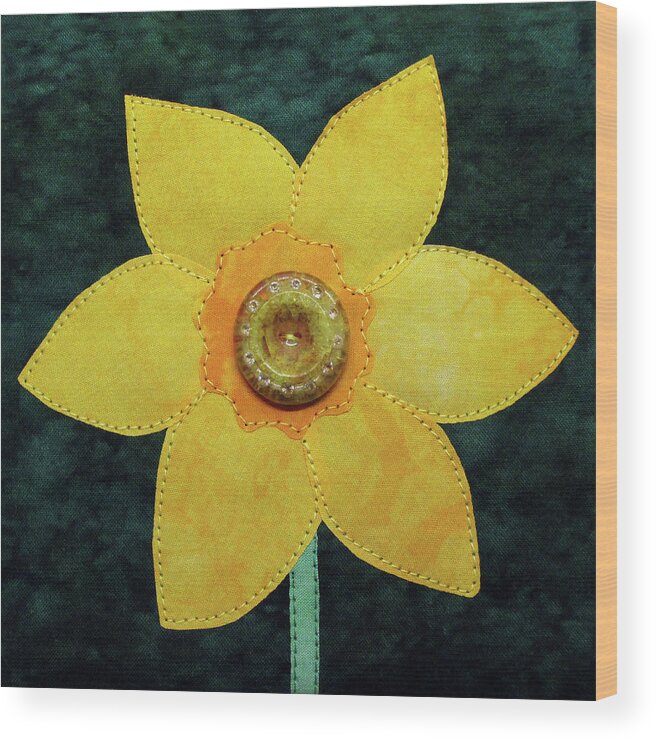 Daffodil Wood Print featuring the tapestry - textile Daffy O'Dilly by Pam Geisel