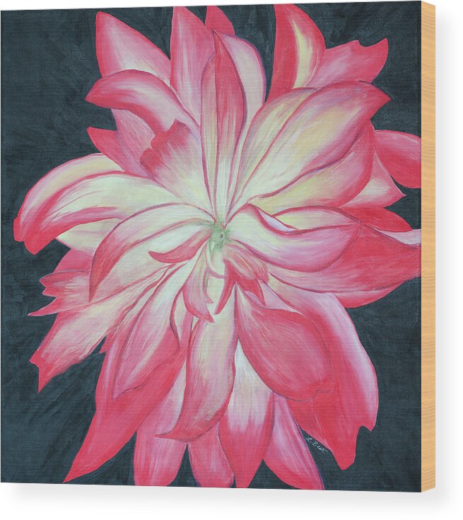 Dahlia Wood Print featuring the painting Dahlia Explosion by Laurel Best