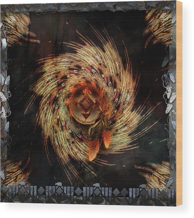 American Indian Wood Print featuring the digital art Dance Of Honor by Michael Damiani