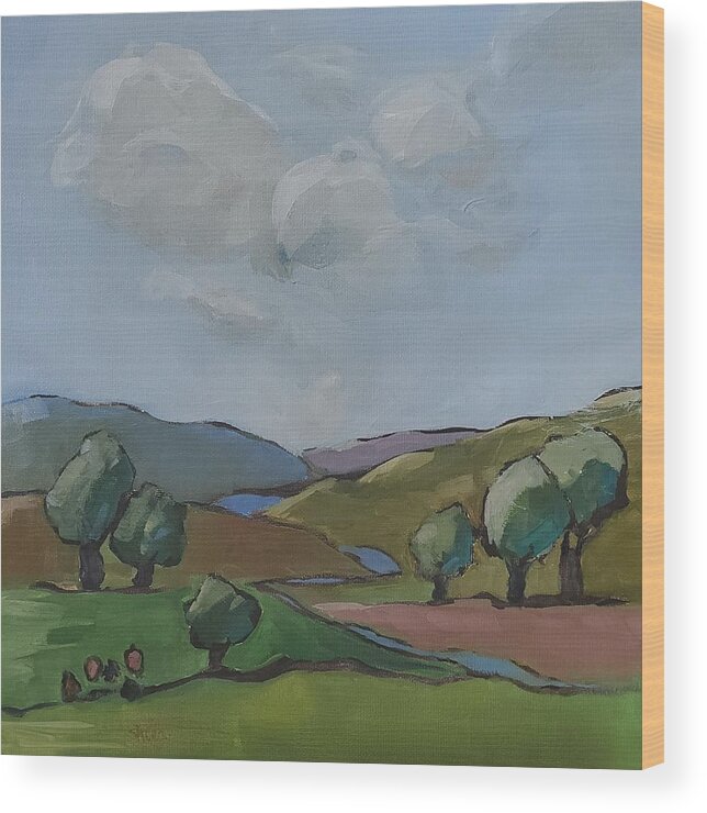 Landscape Wood Print featuring the painting Daydreaming by Sheila Romard