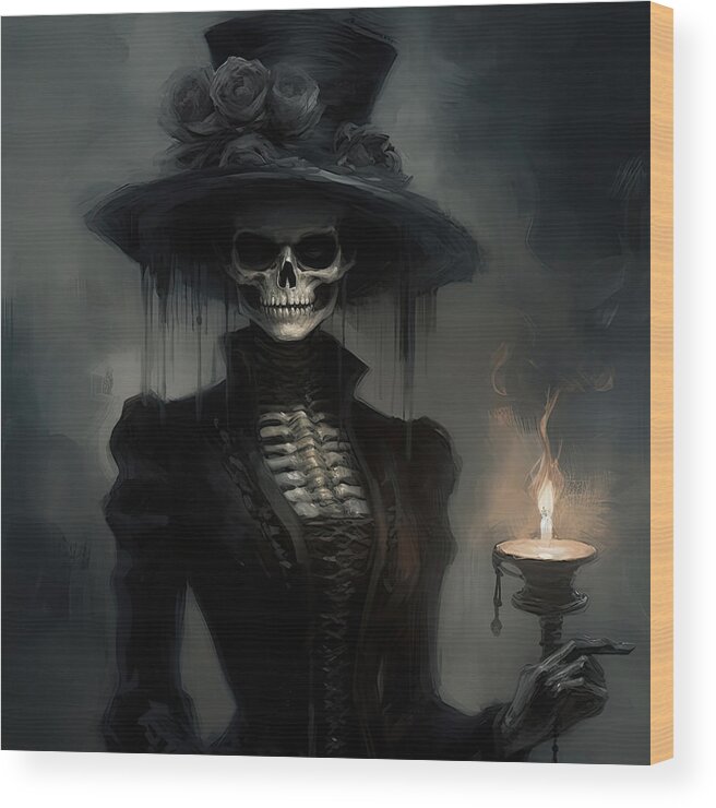 Woman In Black Wood Print featuring the photograph Deathly Grace by Lourry Legarde
