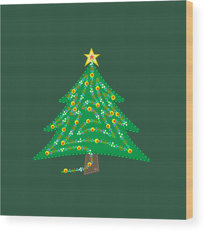 Christmas Wood Print featuring the digital art Christmas Tree by Bill Ressl