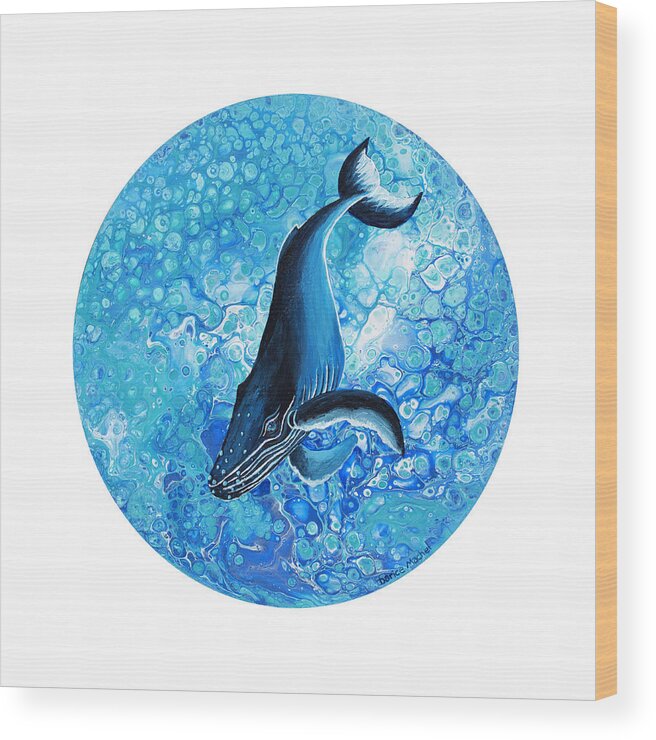 Animal Wood Print featuring the painting Diving Humpback on White by Darice Machel McGuire