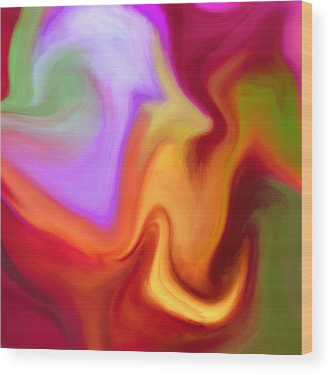 Abstract Wood Print featuring the digital art Dragon by Nancy Levan