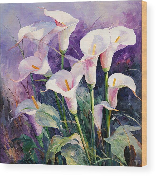 Calla Lily Wood Print featuring the digital art Dream Of Purple by Lourry Legarde