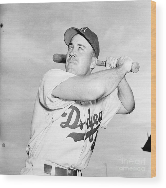 1950-1959 Wood Print featuring the photograph Duke Snider by Kidwiler Collection