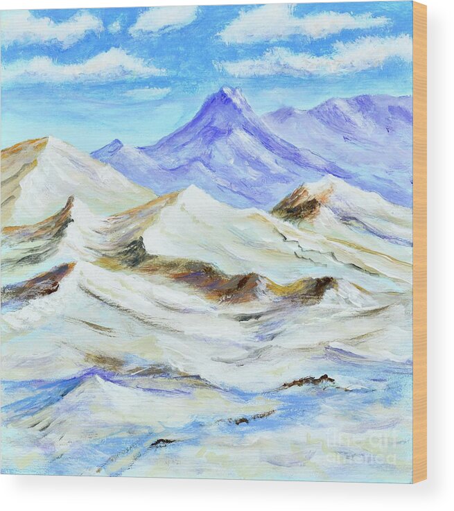 Sky Wood Print featuring the painting Dumont Dunes, California by Mary Scott