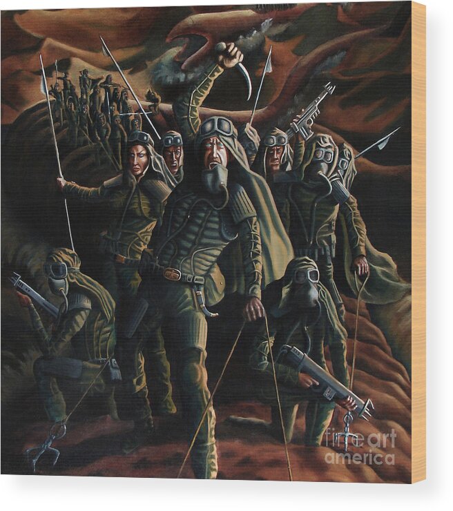 Dune Wood Print featuring the painting Dune Warriors by Ken Kvamme