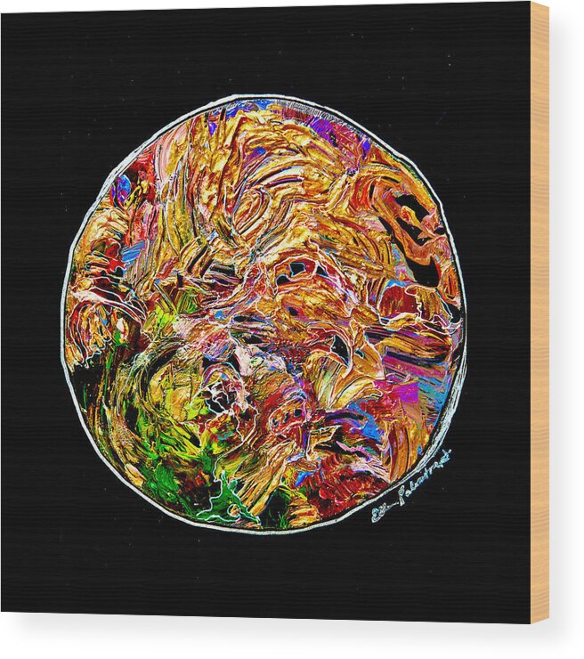 Wall Art Wood Print featuring the painting Earth Medalia in Motion  by Ellen Palestrant